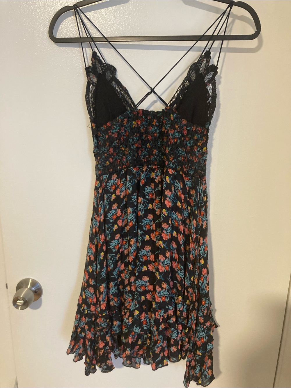 Black Floral Spaghetti Strap Sundress - Picture 4 of 4